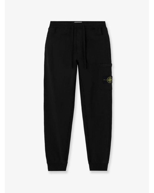 Stone Island Black Cotton Trousers for men