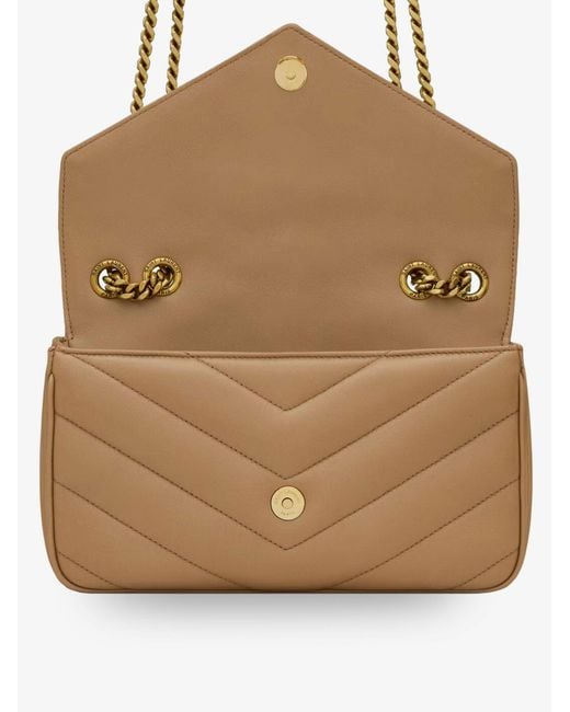 Saint Laurent Natural Loulou Small Leather Shoulder Bag