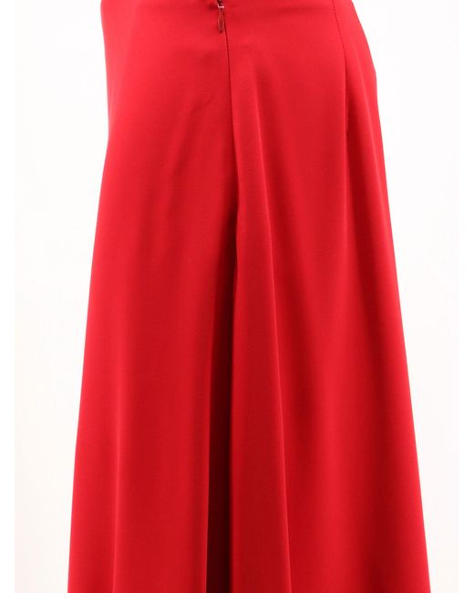 Valentino Red Midi Silk Skirt