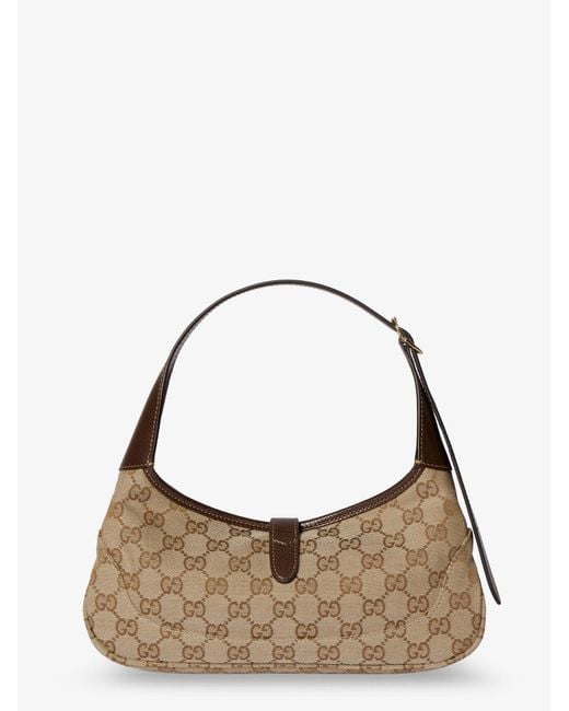 Gucci Brown Jackie Slim Gg Fabric And Leather Shoulder Bag
