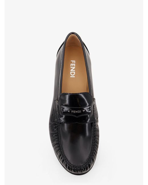 Fendi White Leather Scrunch Loafers for men