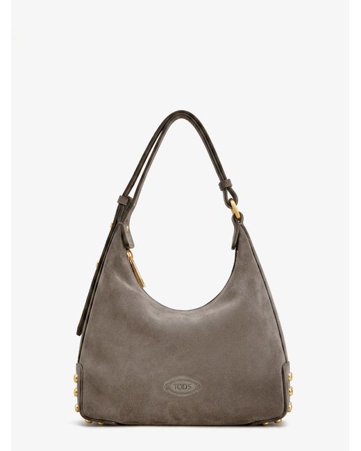 Tod's Gray Mini Bag Metal Dots Suede Crossbody Bag