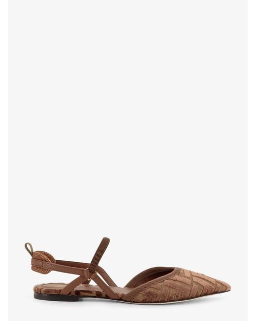 Ff Jacquard Velvet Slingback Ballerinas-Donna di Fendi in White