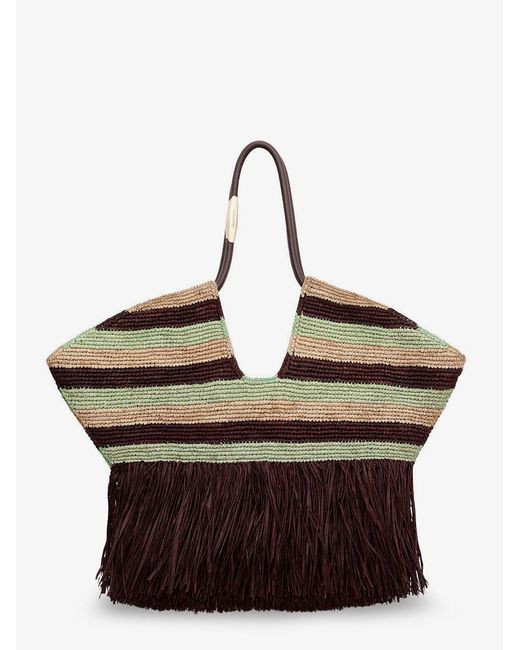 Zimmermann Brown Golden Time Rafia Shoulder Bag With Fringe
