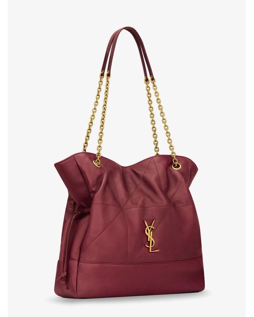 Saint Laurent Red Jamie Leather Shoulder Bag With Carré Rive Gauche Stitching