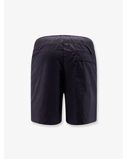 Entire studios Blue Cotton Bermuda Shorts With Frontal Logoed Label