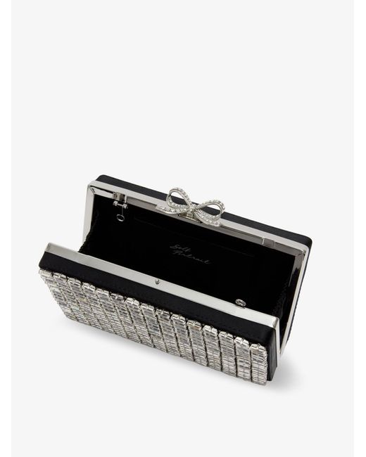Self-Portrait Metallic Clutch Bag With Crystals