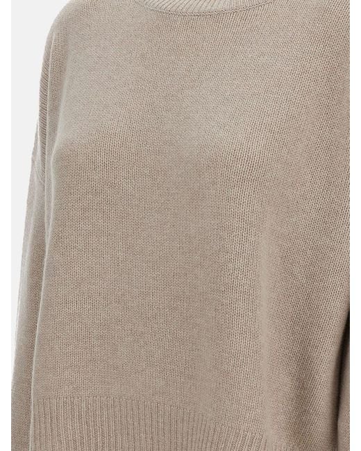 Lisa Yang Natural Mila Cashmere Sweater With Ribbed Knit