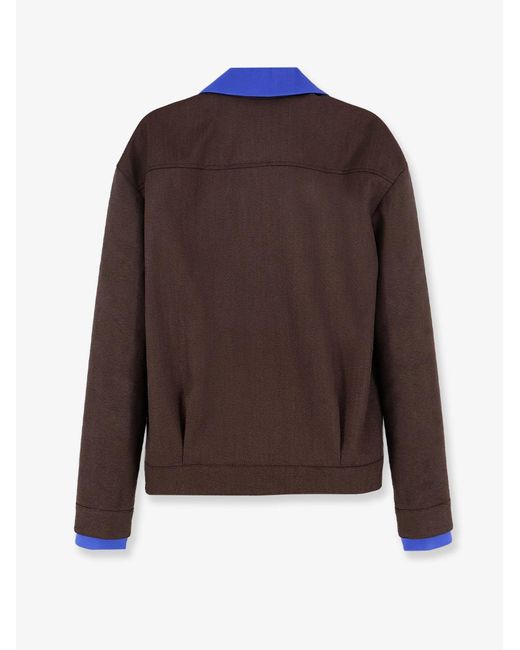 Miu Miu Brown Virgin Wool Jacket With Logo Detail