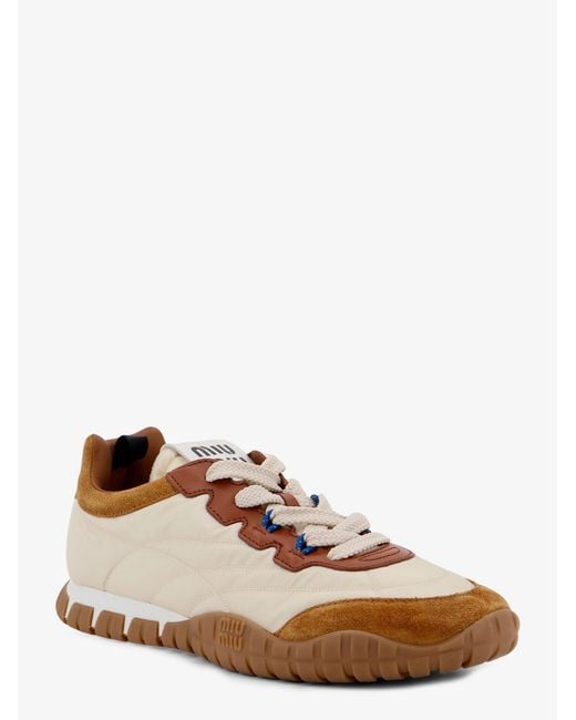 Miu Miu Brown Tyre Technical Fabric And Suede Sneakers