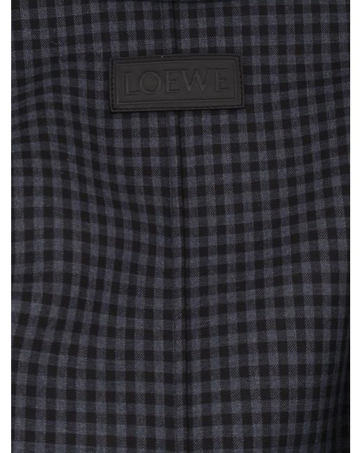 Loewe Blue Lightweight Wool Jacket With A Check Pattern