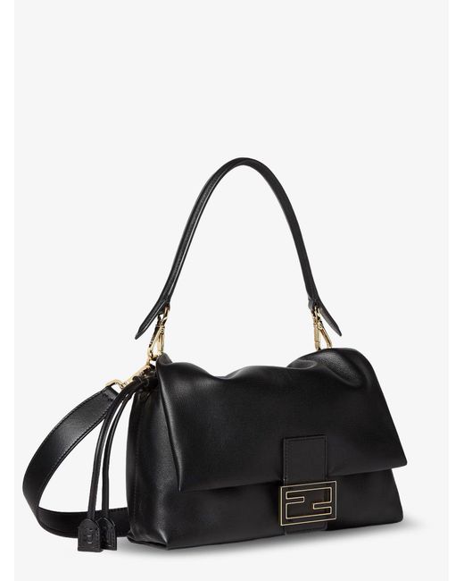 Fendi Black Mamma Baguette Medium Leather Crossbody Bag