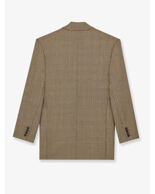 Saint Laurent Natural Prince-Of-Wales Certified Wool Blazer