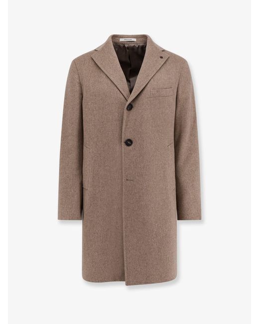 Tagliatore Brown Virgin Wool Coat for men