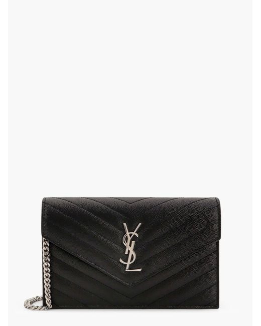 Saint Laurent Black Cassandre Pochette Grain-De-Poudre Leather Crossbody Bag