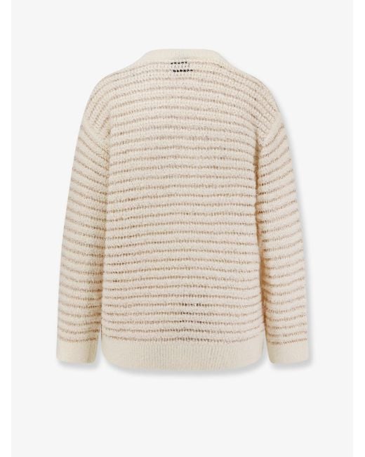 Nude Natural Wool Blend Sweater With Sequins