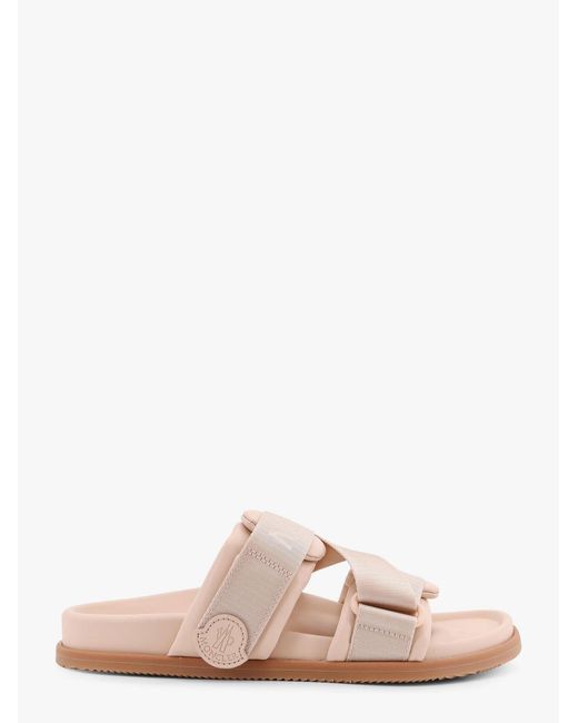 Moncler Pink Mon Summer Leather Sandals With Nylon Details