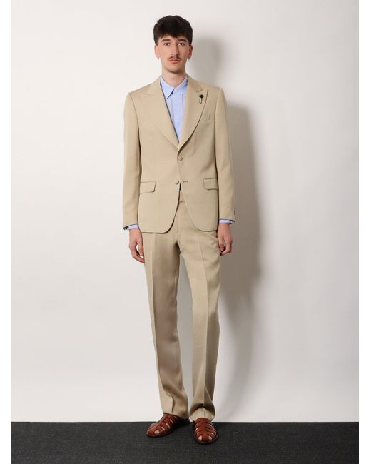 Lardini Natural Single-Breasted Viscose And Silk Blazer for men