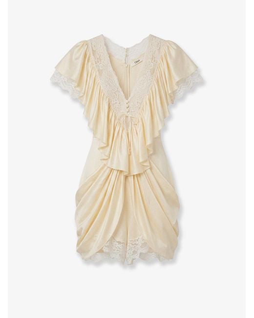 Chloé White Silk Jumpsuit With Lace Details