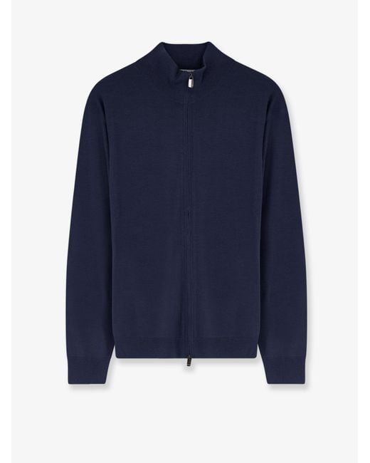 Bramani Cashmere Blue Wool Cardigan for men