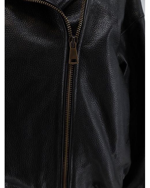 Semicouture Black Oversize Textured Leather Jacket