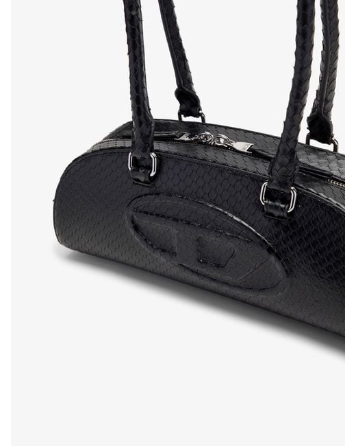 DIESEL Black 1Dr Python Effect Leather Shoulder Bag