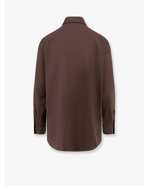Alysi Brown Stretch Virgin Wool Shirt