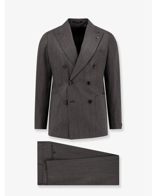 Tagliatore Gray Double-Breasted Virgin Wool Blazer for men