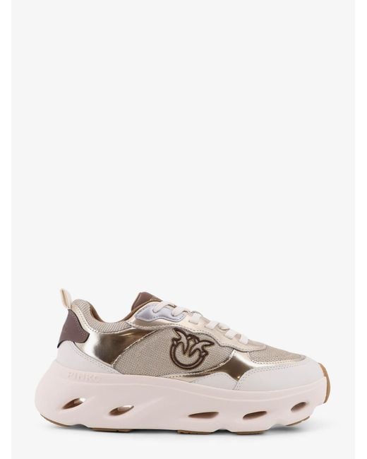 Pinko Multicolor Leather Sneakers With Nylon Inserts