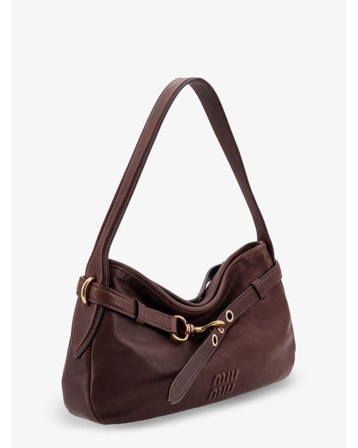 Miu Miu Brown Aventure Leather Shoulder Bag