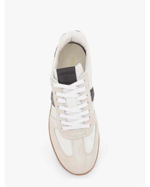 Tom Ford White Archer Suede And Leather Low-Top Sneakers for men