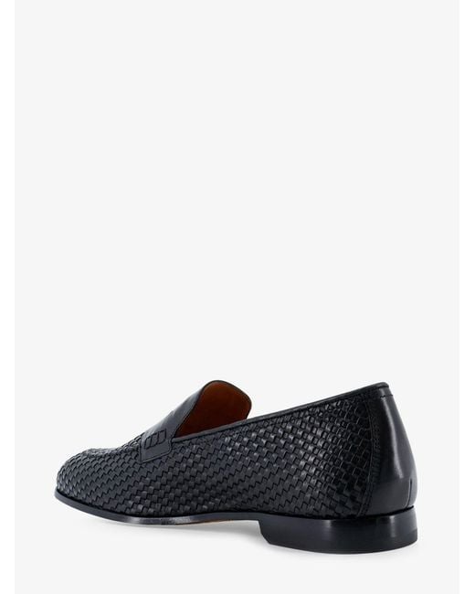 Doucal's Black Braidy Leather Loafers for men