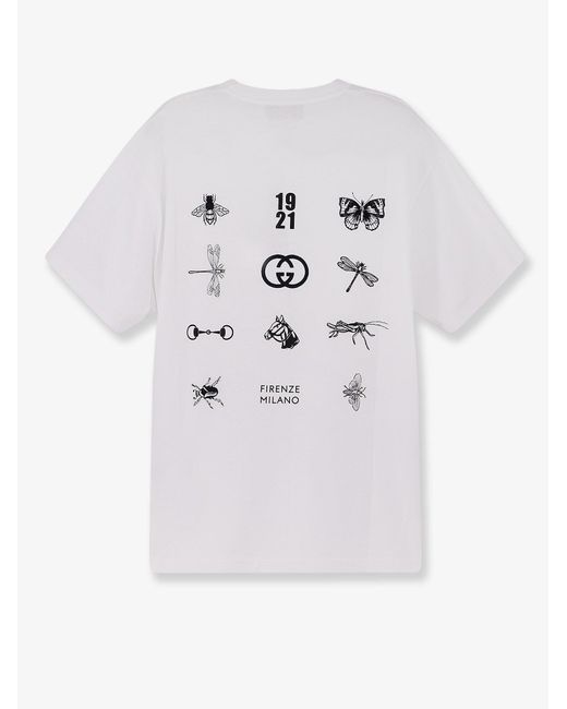 Gucci White Cotton T-Shirt With Lettering Logo On The Front for men