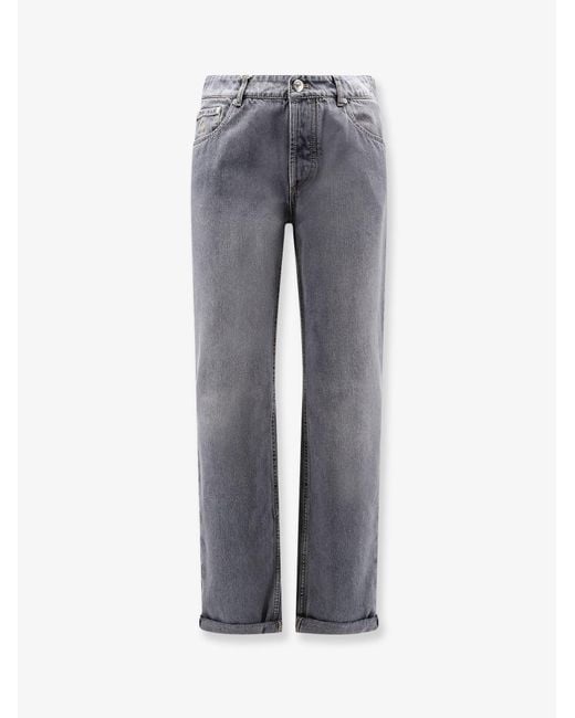 Brunello Cucinelli Gray Traditional Fit Cotton Jeans for men