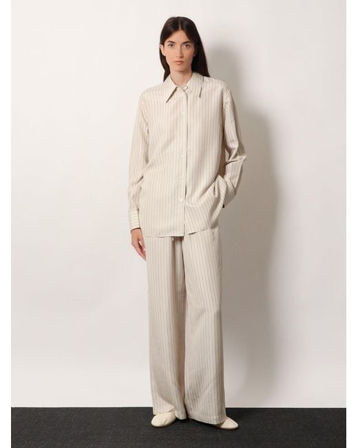 Rohe White Silk Striped Shirt