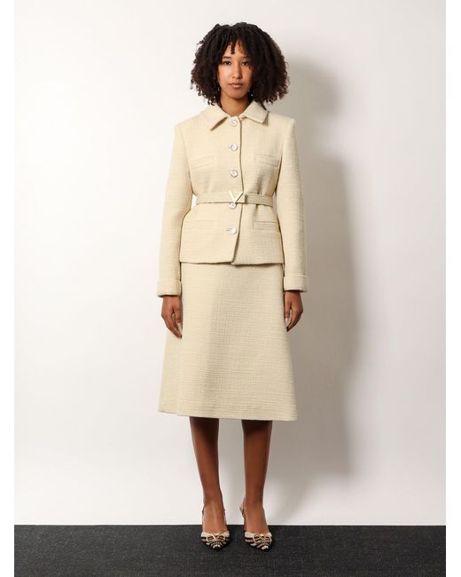 Valentino Natural Virgin Wool Blazer With Silk Lining