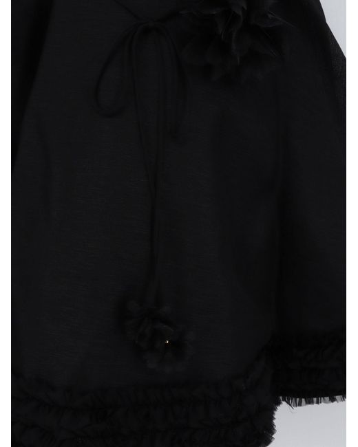 Zimmermann Black Luna Linen And Silk Blend Mini Dress