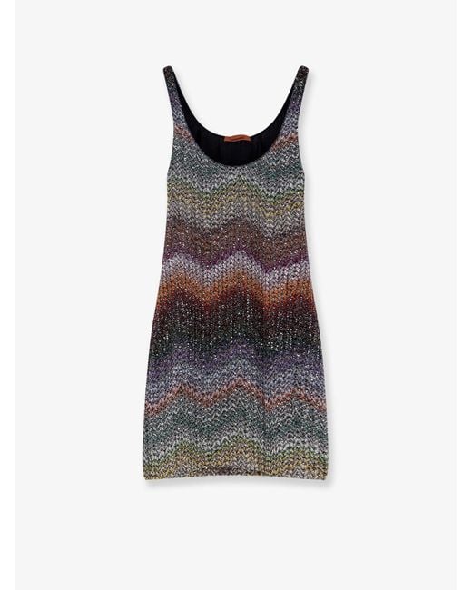 Missoni Multicolor Short Knitted Dress With All-Over Sequins