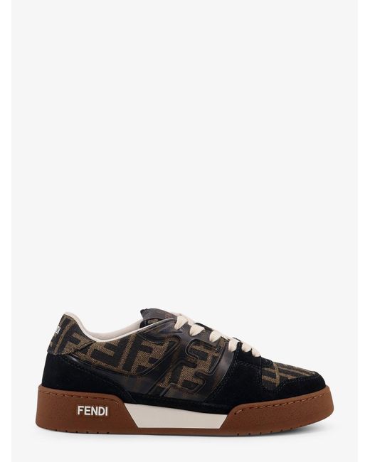 Match Suede Sneakers With Jacquard Ff Fabric Inserts-Donna di Fendi in Black