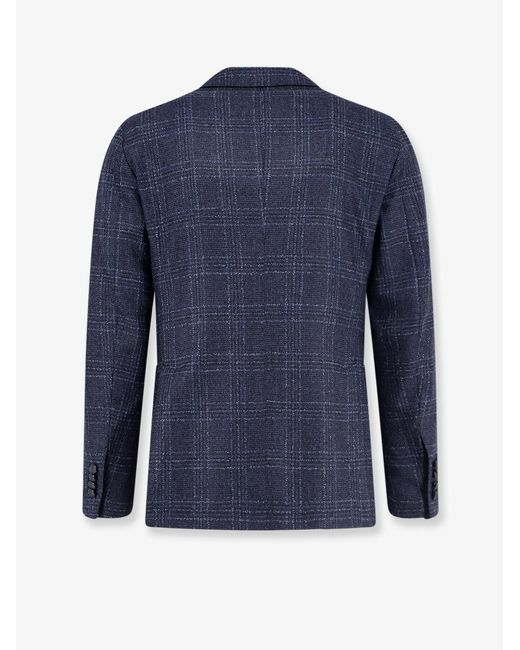 Tagliatore Blue Single-Breasted Virgin Wool Blend Blazer for men