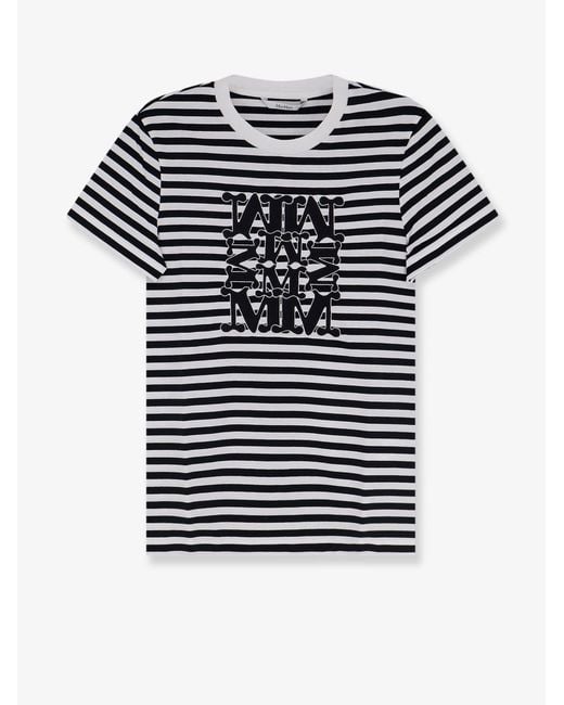 Max Mara Black Mxmruta Cotton T-Shirt With Front Embroidery