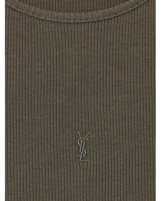 Saint Laurent Green Ribbed Cotton Top