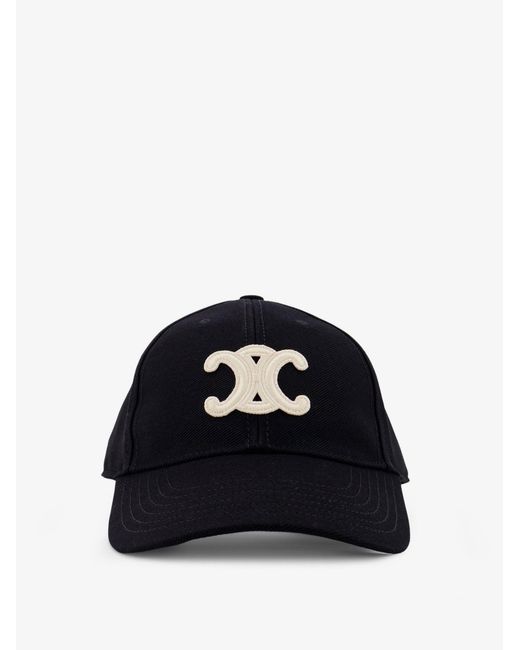 Céline Black Cotton Triomphe Hat for men