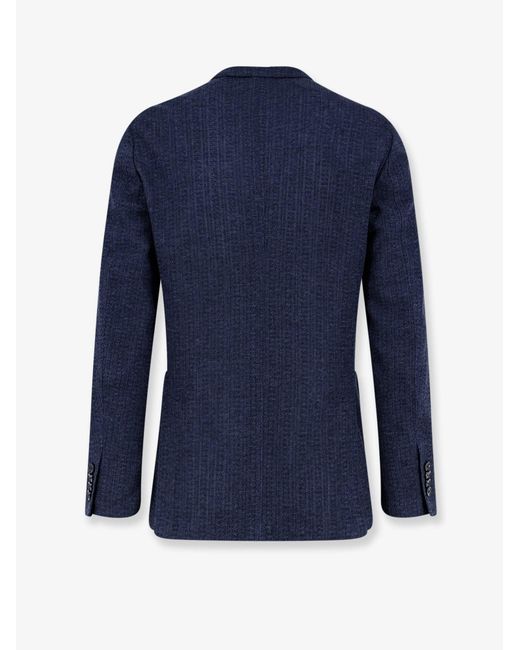 Lardini Blue Liknit Double-Breasted Blazer for men