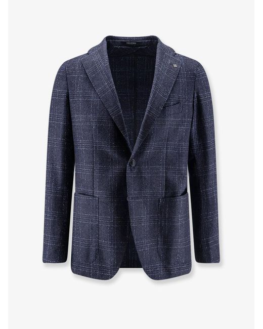 Tagliatore Blue Single-Breasted Virgin Wool Blend Blazer for men