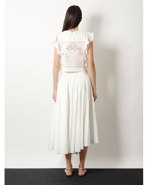 Self-Portrait White Self Portrait Asymmetrical Cotton Skirt