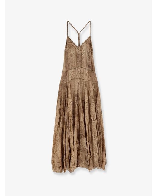 Mes Demoiselles Natural Long Viscose Dress With Snake Print