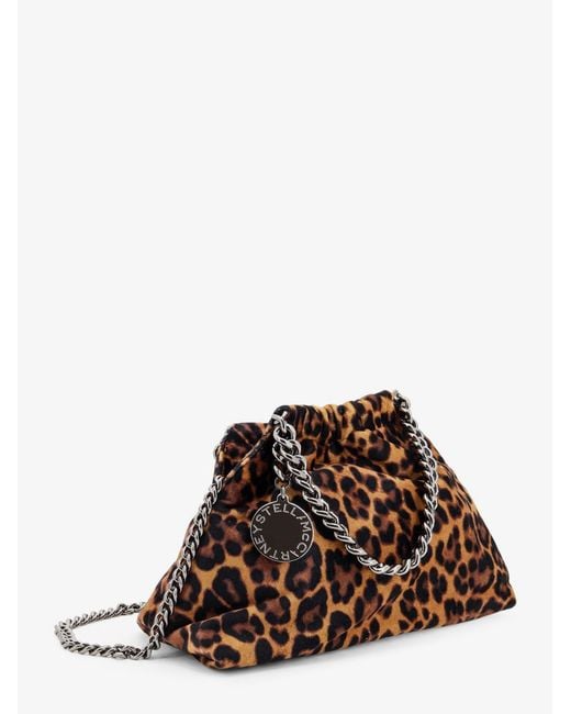 Stella McCartney Brown Falabella Mini Leopard Print Velvet Crossbody Bag