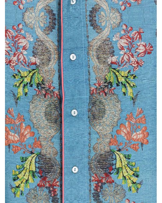 Pierre Louis Mascia Blue Silk Shirt