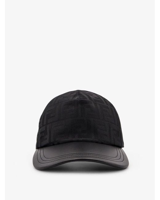 Fendi Black Ff Jacquard Nylon Baseball Hat for men